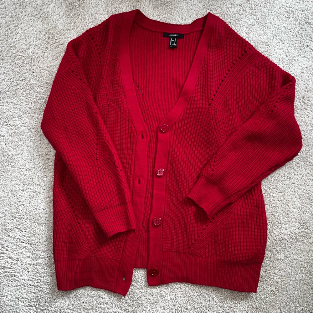 Magenta Button Down Cardigan